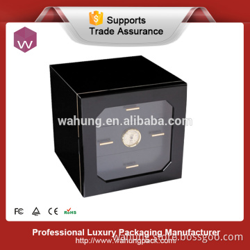 High-End Glossy Black Lacquer Wooden Cigar cabinet Box